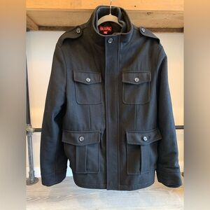 Mens Merona Military Style Wool Jacket (L)
Black